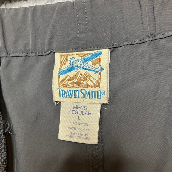 Vtg Travelsmith Pants Men L Gray Nylon Zip Pocket Travel Hiking Outdoor Gorpcore - Picture 3 of 9